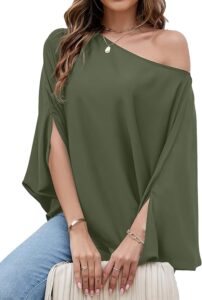 "off-shoulder batwing chiffon top"